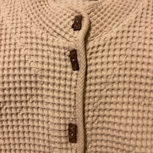 100% cotton waffle fabric jacket blazer large toggle buttons - pockets oatmeal - Picture 9 of 11